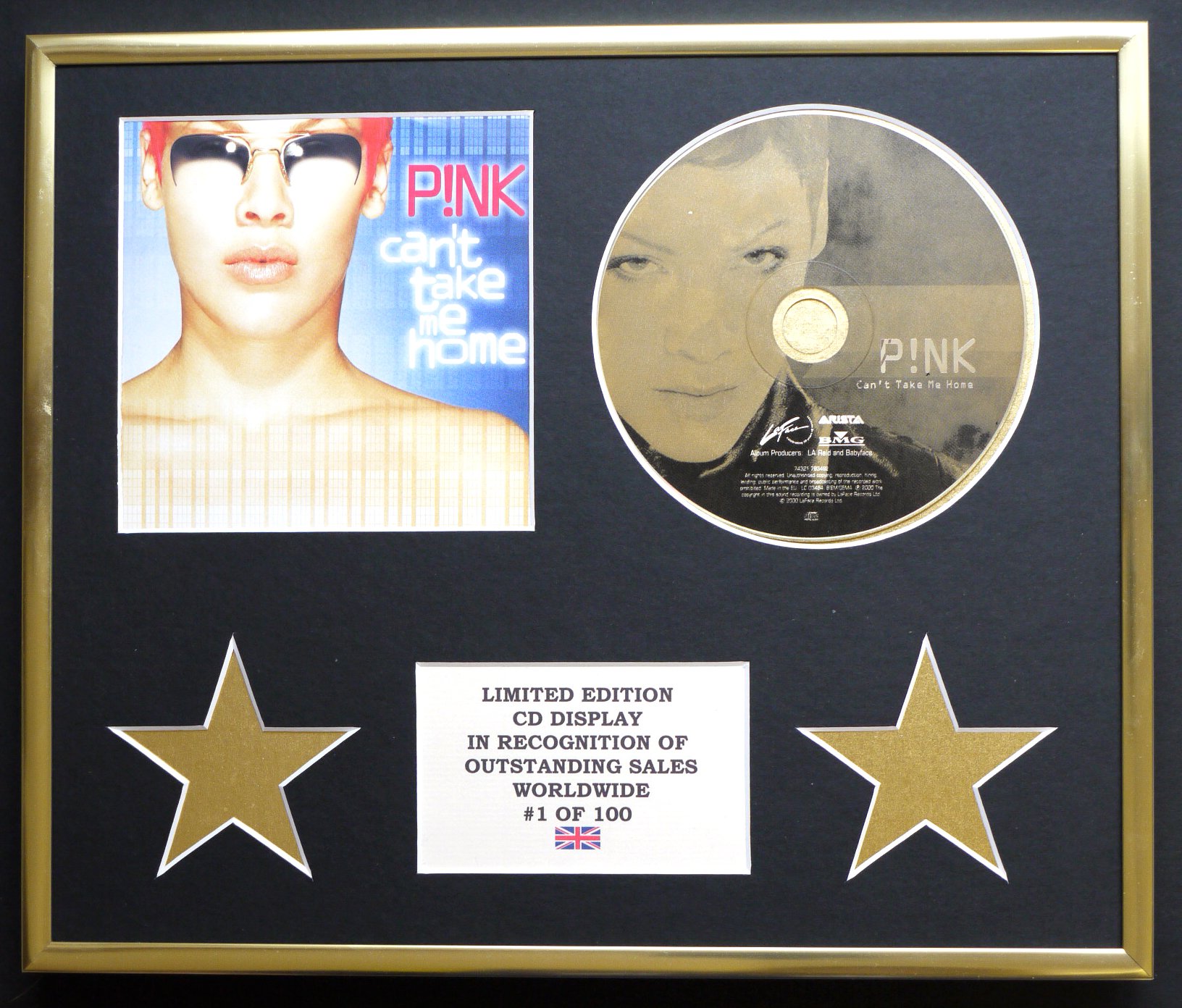 PINK/CD DISPLAY/LIMITED EDITION/COA/CAN'T TAKE ME HOME
