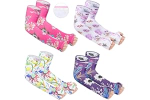 MERTURN 4 Pair Gardening Sleeves Women Anti-Slip Sun Protection Sleeves to Cover Arms Cooling Arm Sleeves for Women Men