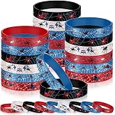 Ecally 24pcs Spider Party Favors Spider Silicone Wristbands Rubber Bracelets Hero Birthday Decorations Supplies for Adult Halloween Birthday Party Favors