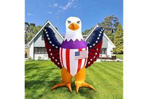 GOODENY Patriotic Inflatable 6FT Bald Eagle with Flying Wings 4th of July Inflatable Yard Decorations Outdoor Holiday LED Blow up Decor for American Decorations Advertising Business Promotion