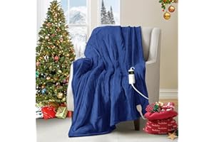 DREAMHOOD Electric Throw Blanket with 10 Heat Levels, Machine Washable Heated Blanket Throw 50"x60" with 1-8 Hours Auto-Off, Over-Heat Protection, Flannel Heating Blanket with ETL Certified for Office,Sofa