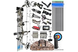 surwolf Compound Bow Kit, Hunting & Targeting, Limb Made in USA, Draw Weight 0-70 lbs Adjustable, Draw Length 9”-31",up to IBO 325FPS Speed, Package with Archery Hunting Accessories