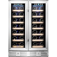 Kalamera KRC-40DZB 24" 40-bottle Wine Cooler Refrigerator with Dual Zone/Stainless Steel Door/Handle, Black