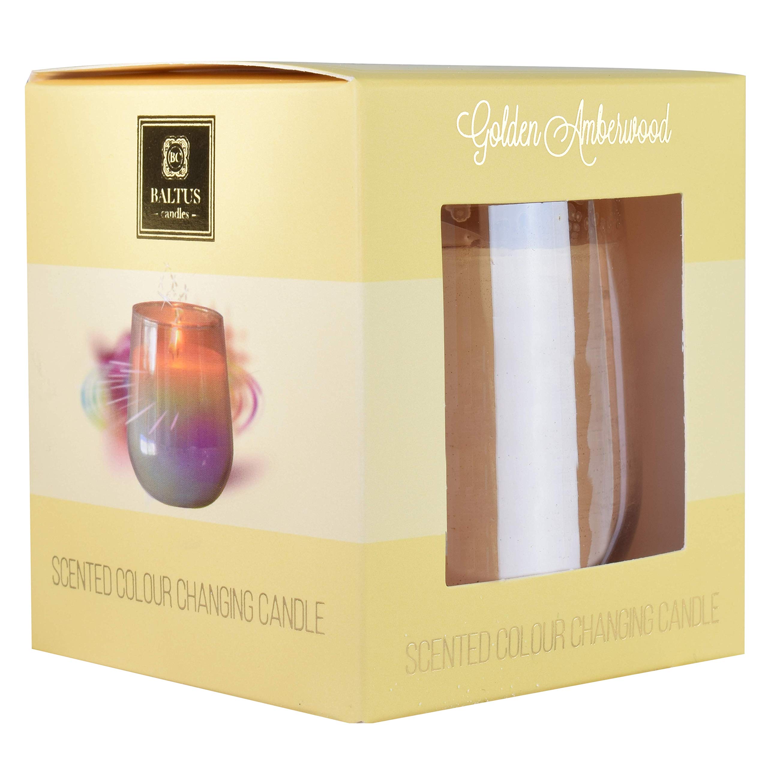Baltus Scented Colour Changing Candle, (Golden Amberwood)
