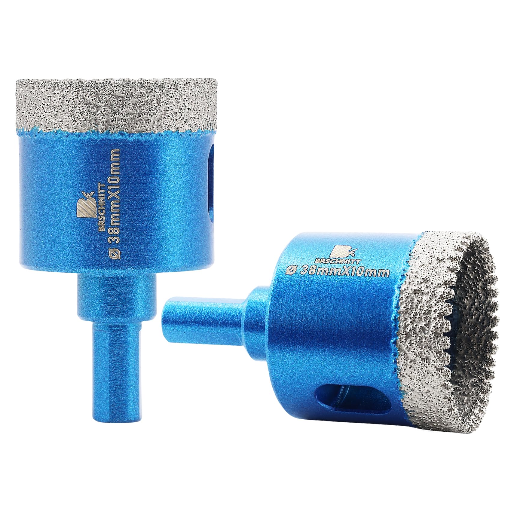 Dry Diamond Core Drill Bit Set,BRSCHNITT 2pcs 38mm Diamond Hole Saw Core Drill Bit with Triangle Shank for Porcelain Tile Ceramic Stone Granite Marble — image 1