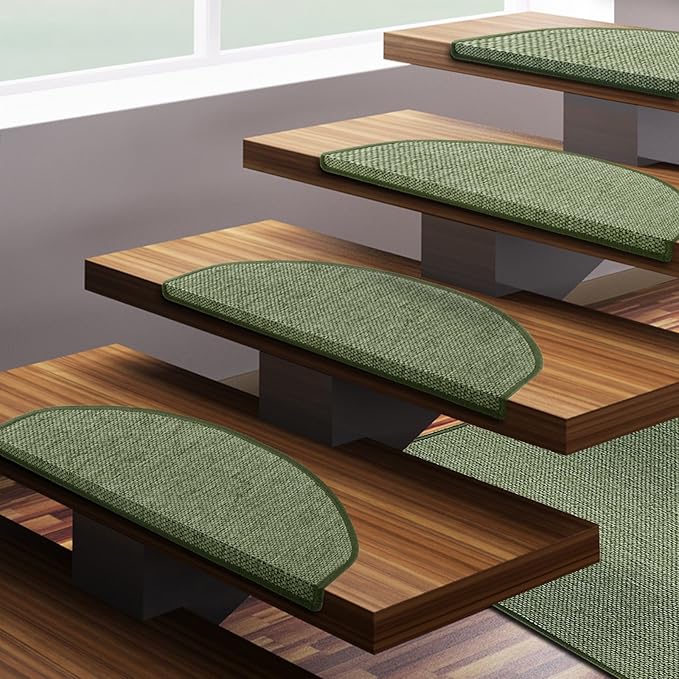 casa pura Carpet Stair Treads Synthetic Sisal Stair Pads Green