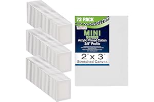 U.S. Art Supply 2" x 3" Mini Professional Primed Stretched Canvas (6-Packs of 12 Mini Canvases) 72 Total - Ideal for Painting & Crafts