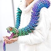 47.5inch Super Large 3D Printed Snake Models,Movable Teeth,Flexible Joint Animal lacertid Figurines, Stress Relief, Fidget restlessness, ADHD Toys, Surprise Fantasy Gifts (RGB/47.5inch)