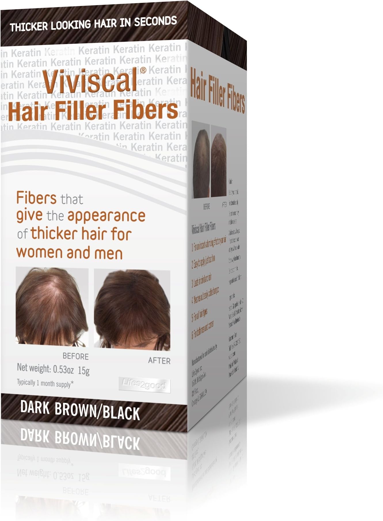 Viviscal Hair Filler Fibers, Dark Brown/Black