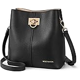 BOSTANTEN Crossbody Bucket Shoulder Bags for Women Vegan Leather Purse Cross Body Handbag Multiple Pockets