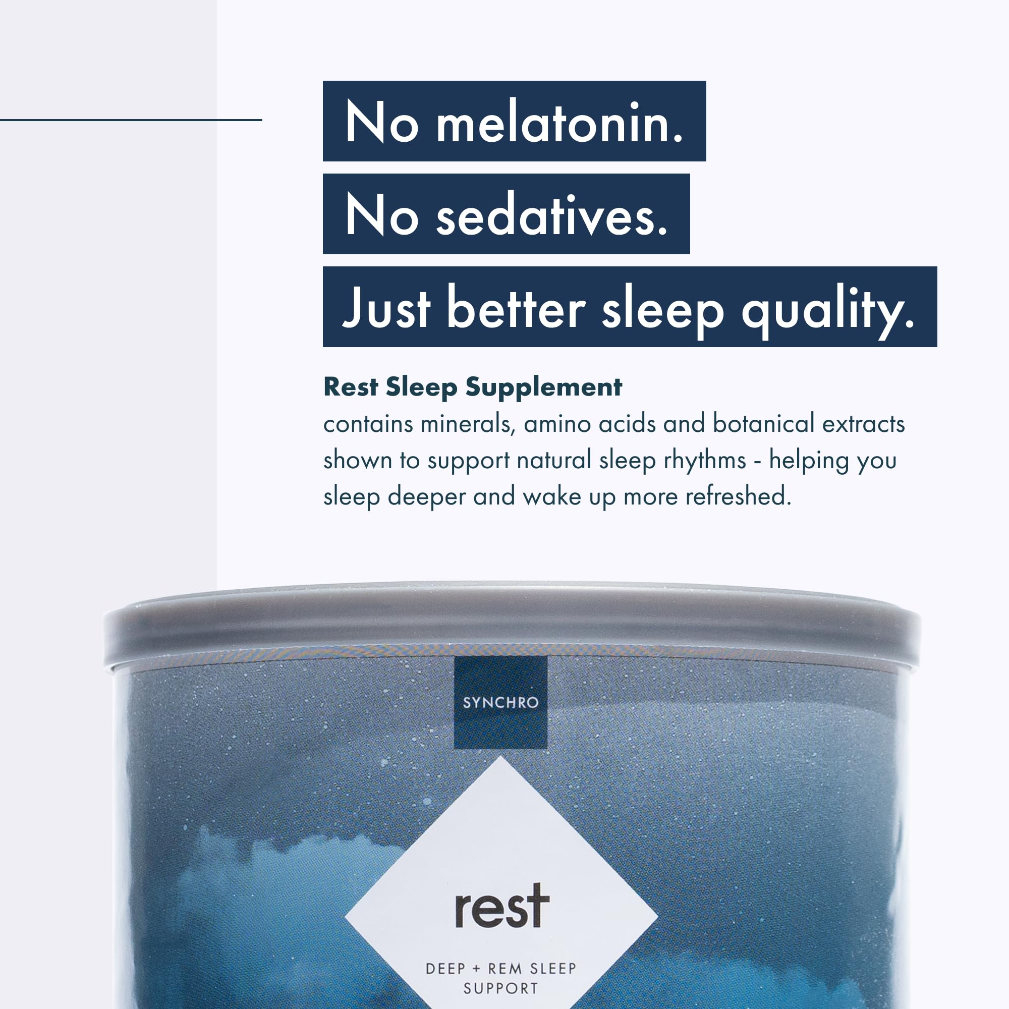 Synchro - Rest Sleep Supplements, Relaxing Sleep Aids for Adults, Powdered Magnesium Supplement for Deep Sleep Support, Nighttime Drink Sleep Supplement, Sweet Lemon Flavor, 210 Grams