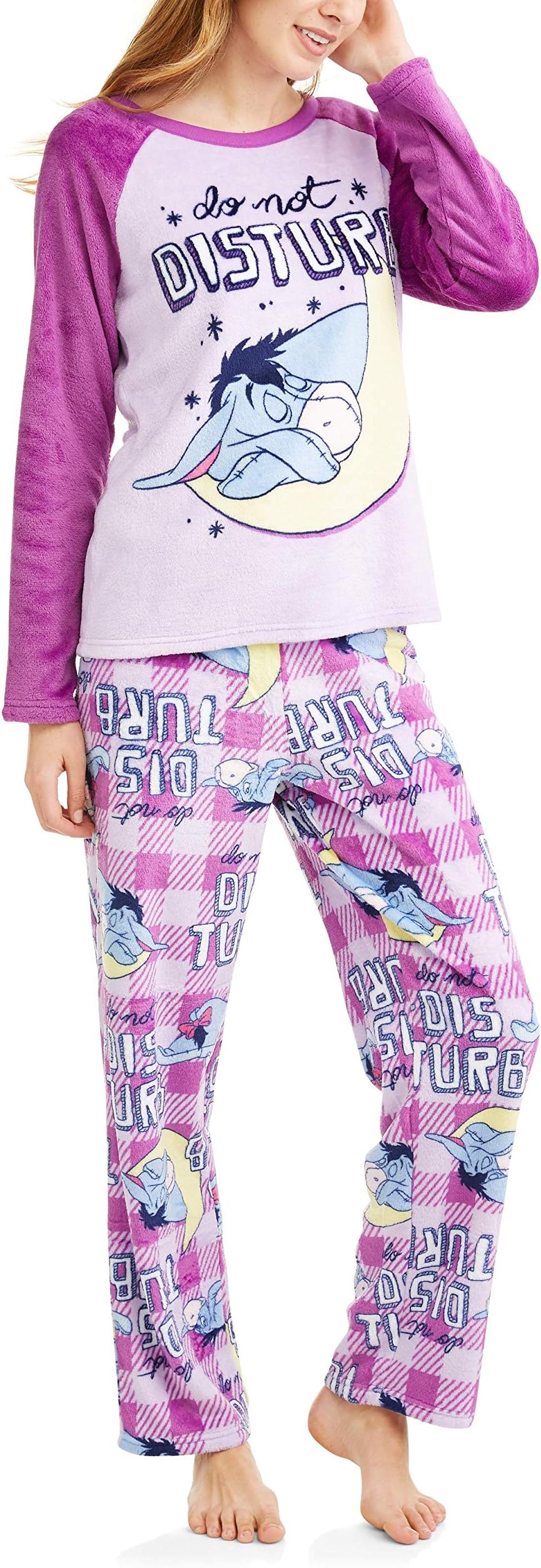 Richard Leeds International Disney Women's Eeyore Plush Minky 2 Piece Pajama Set