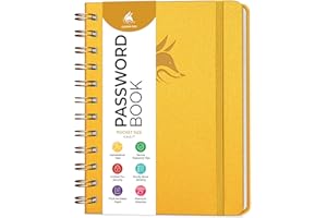Clever Fox Password Book Spiral – Mini Internet Address & Password Organizer with Laminated Alphabetical Tabs – Small Password Keeper Journal – Hardcover, Pocket Size, 4.7x5.7” (Amber Yellow)