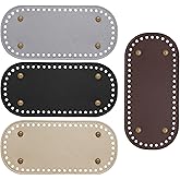 suiwotin 4pcs Bag Bases for Crochet, 8.7 x 4 Inch PU Leather Bag Bottom Pad for DIY Crochet Bags, Handbag, Purse, Tote, Shoulder Bags (Black, Dark Brown, Gold, Silver)