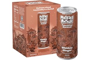 Melting Forest Functional Mocktail Whiskey Ginger – Alcohol-Free, Euphoric Adaptogen Drink with Reishi, Antrodia, Lion’s Mane, Ashwagandha – 40 Calories, Vegan, Gluten-Free (4 Pack)