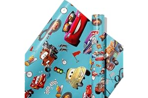 YOPENMOUNE 5 Pcs Cars Wrapping Paper Lighting Cars Gift Wrap Bulk Art Paper Folded Flat for Baby Shower Lighting Cars Birthday Party Decorations Wedding DIY Crafts Gift Packing, 20 x 30 Inch