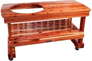 JJGeorge Long Table for Large Big Green Egg – Includes Table Cover