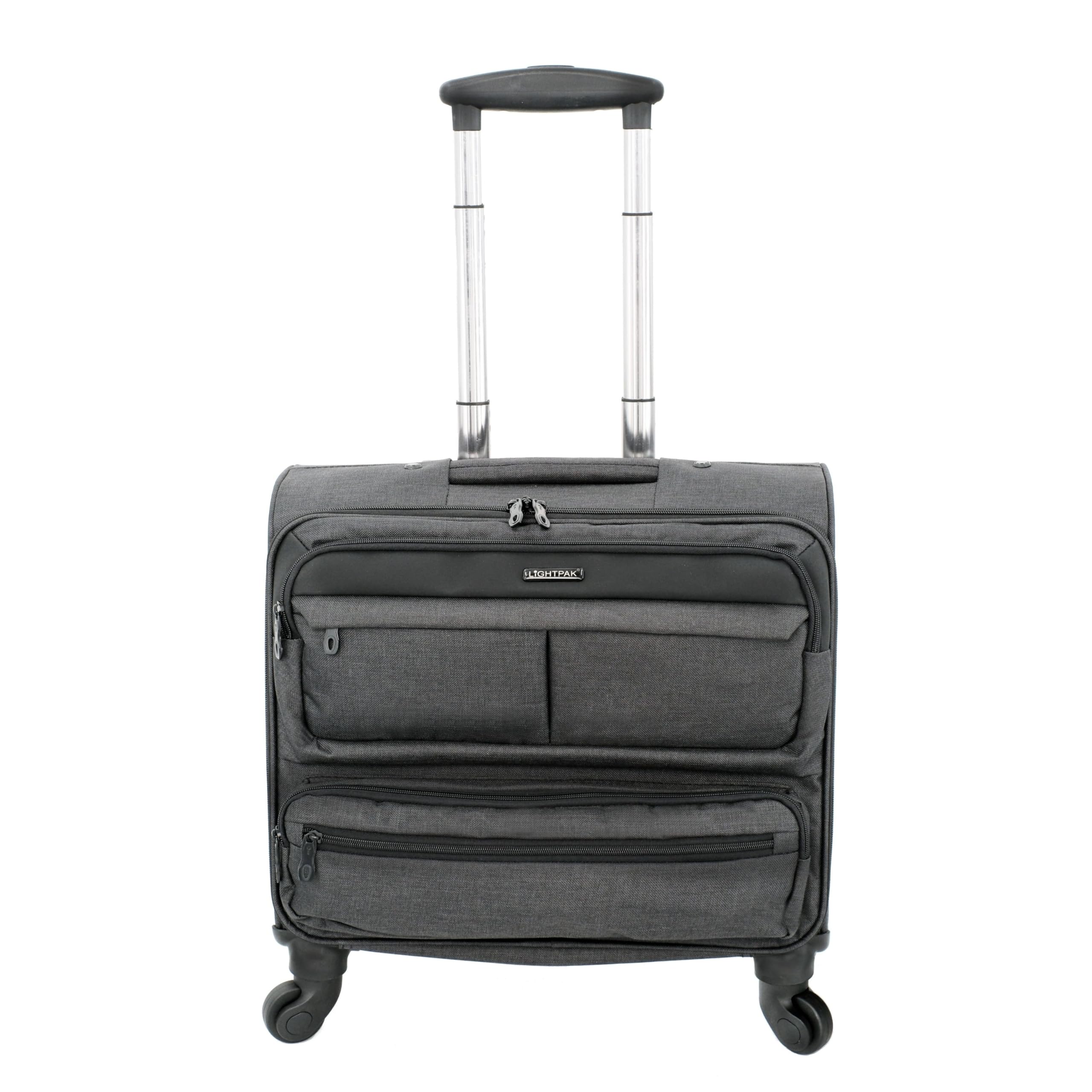 LIGHTPAK Business Laptop Overnight Trolley Ronney 600D Nylon Travel Suitcase with 4 Wheels 360°, Charcoal, 44 cm, Case
