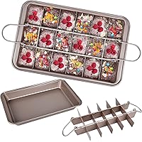 Brownie Pan with Dividers, Divided Non Stick Edge Brownie Pans with Grips Slice, Bakeware Cutter Tray Molds Square Cake…