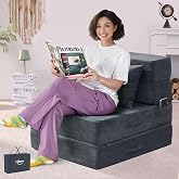HILERO Folding Sofa Bed, Convertible Sleeper Chair Bed, Floor Sofa with Bag | Fold out chair bed/ couch bed, Foam floor futon sofa bed with pillow for guest/ visitor use as temporary floor bed, for adult