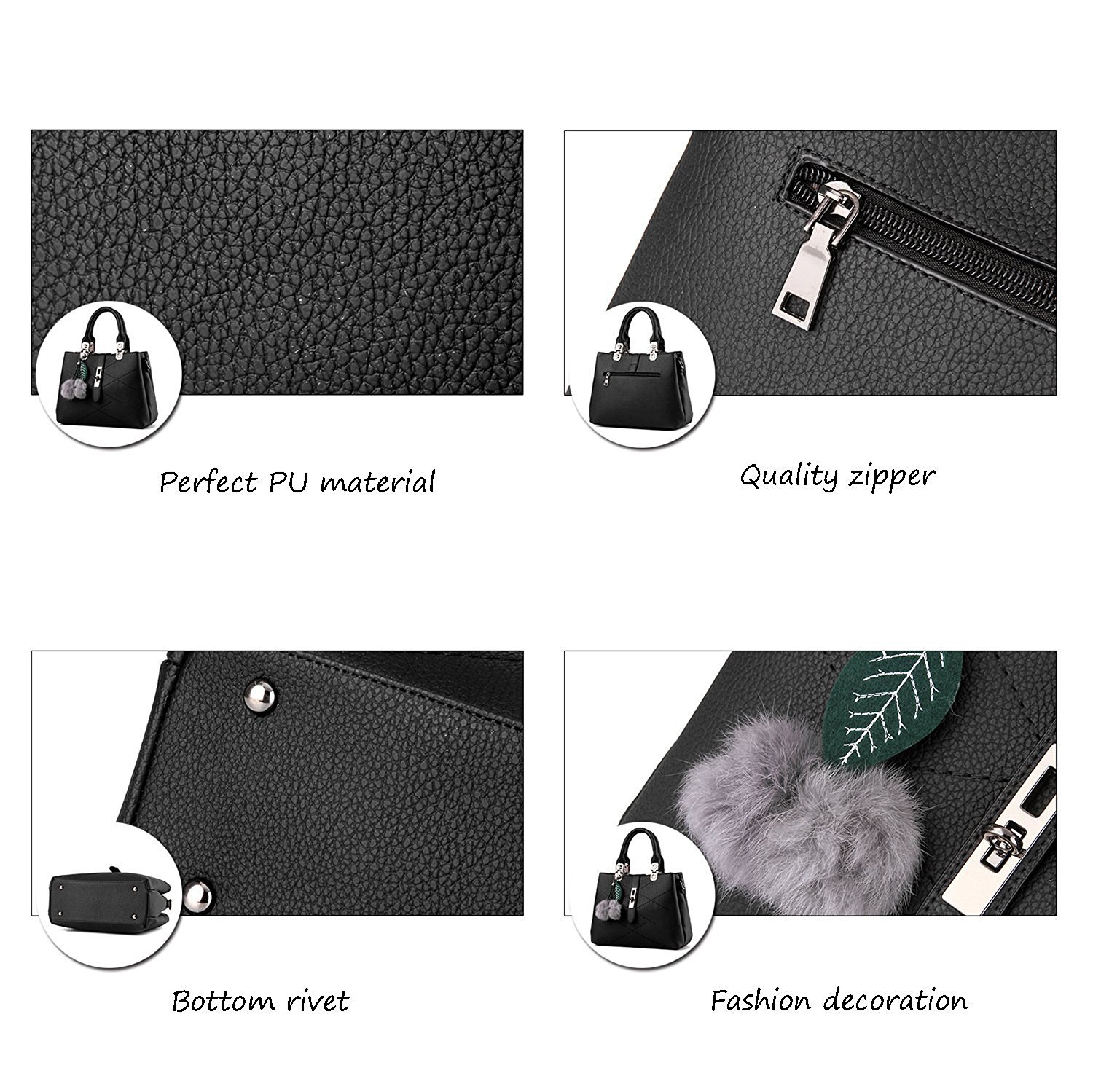 paradox ladies hand bag womens purses satchel shoulder bags, black