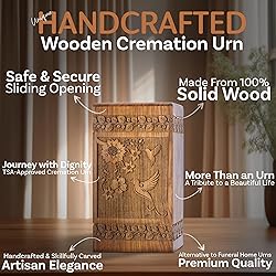 INTAJ Handcarved Rosewood Hummingbird Oversized Urn