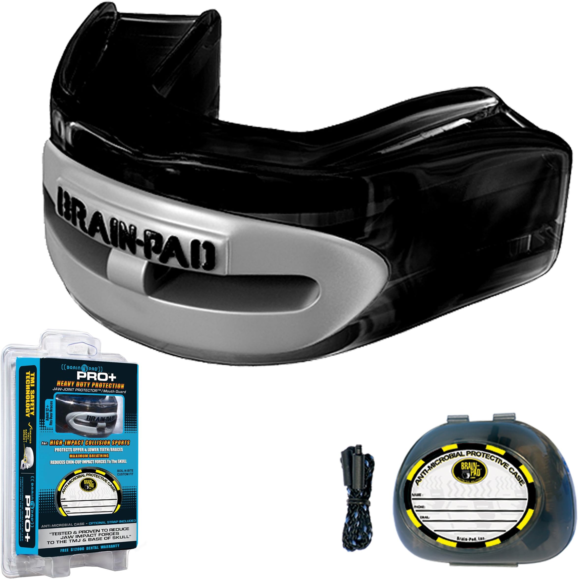 Brain Pad Pro+Plus Double Laminated Strap/Strapless Combo in one Adult Mouthguard