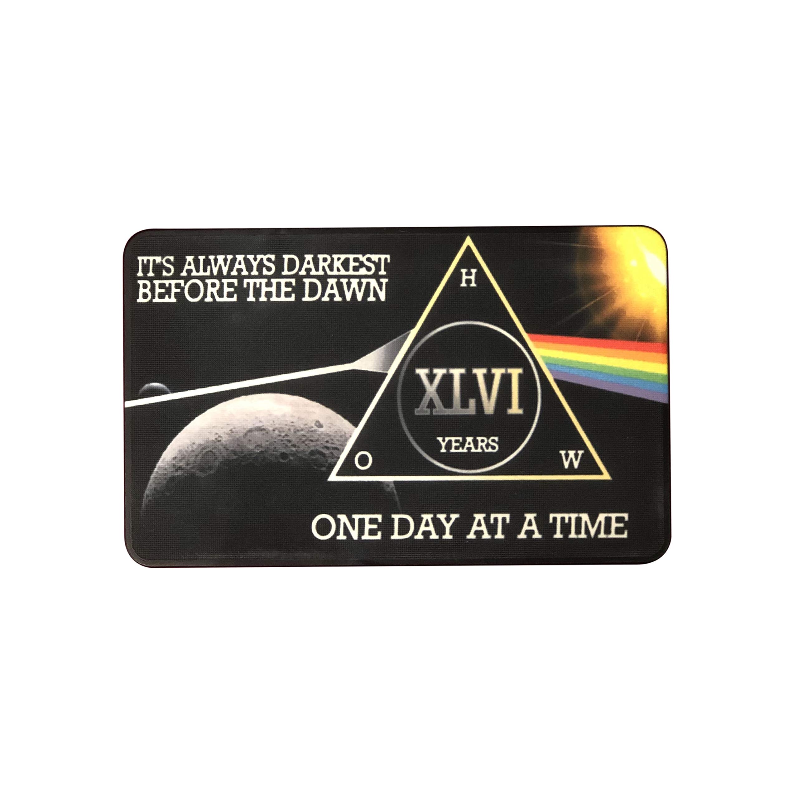 MyRecoveryStore Dark Moon One Day at A Time AA Sobriety Chip Includes 7th Step Prayer (Years 1-50 Offered) Square Recovery Chip (Year 46) — image 1