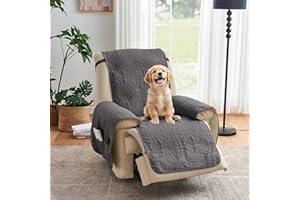 Pamhaven Quilted Recliner Chair Covers,Water-Repellent Recliner Slipcovers, Lazy Boy Recliner Cover Snug Fit, Pet Friendly Recliner Cover for Dogs Cats, Washable Couch Protector (Recliner 22", Gray)