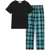 Arshiner Boys Pajamas Short Sleeve and Long Pants 2 Piece Pajama Set for Boys 6-14 Years