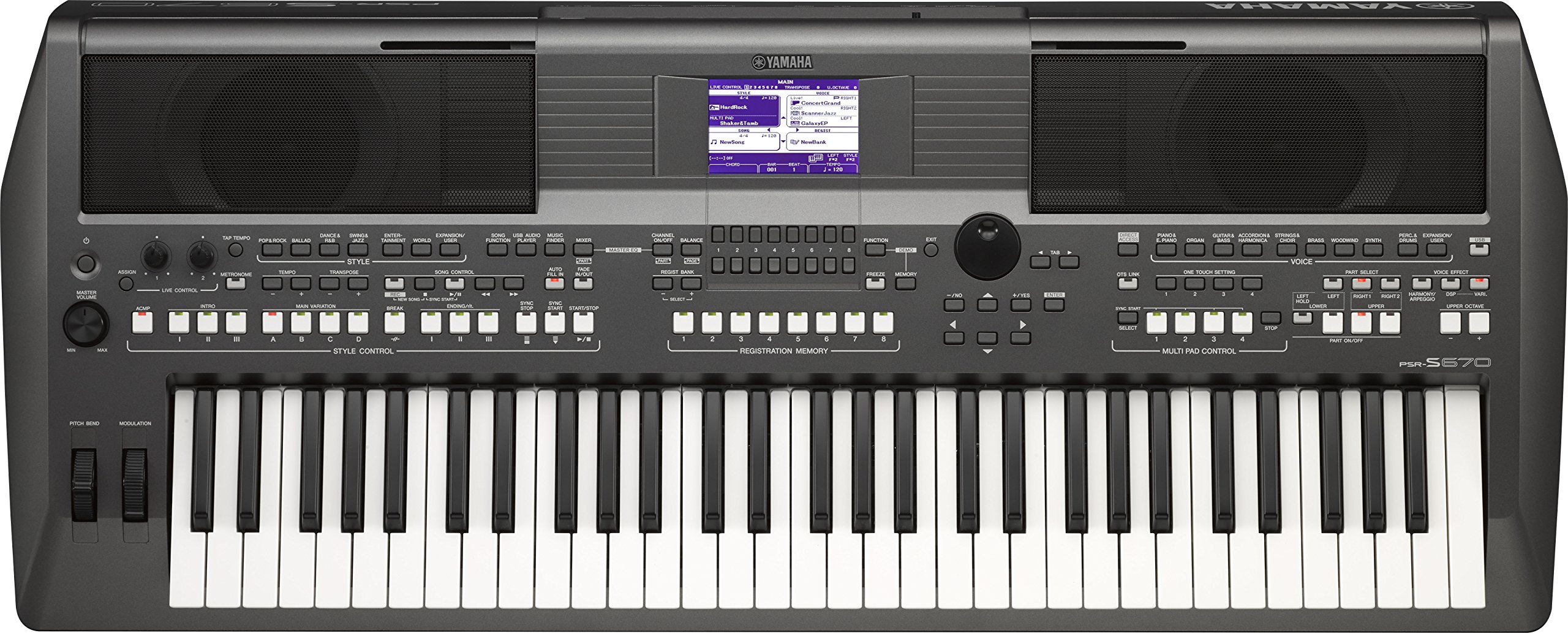 Yamaha PSR-S670 Digital Keyboard - Performance Instrument Designed for Professionals and Live Music Stages, 61 Touch Sensitive Keys, in Black