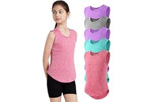 Mexholin 6/5 Pack Girls Tank Tops Quick Dry Sleeveless Girls Athletic Tank Tops for Yoga Running Dance Workout