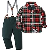 CARETOO Toddler Boy Clothes Suit Gentleman Wedding Outfits Kids Formal Dress Shirt Bowtie Long Suspender Pants Overalls 1-5T