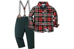 CARETOO Toddler Boy Clothes Suit Gentleman Wedding Outfits Kids Formal Dress Shirt Bowtie Long Suspender Pants Overalls 1-5T