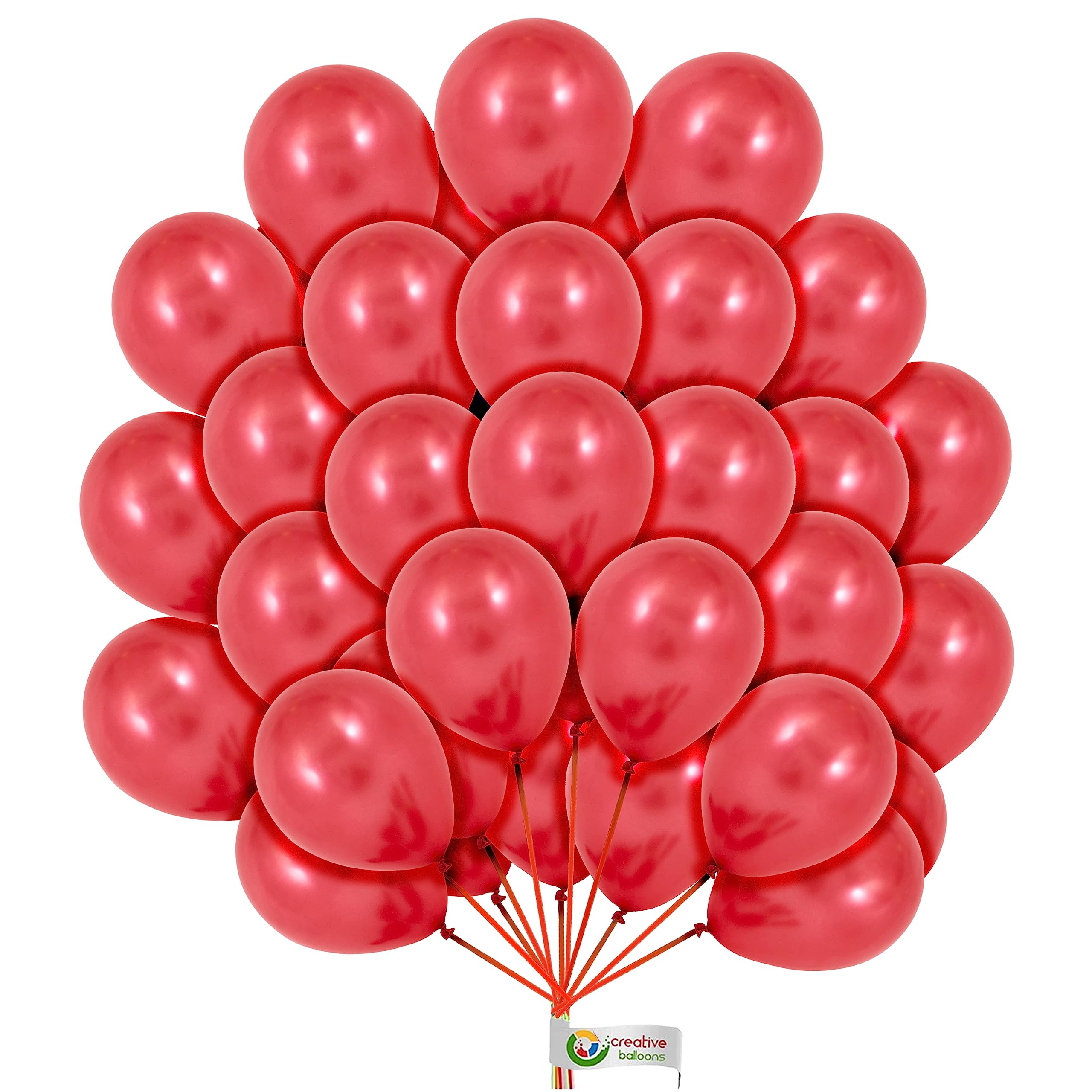 Metallic 10 Inch Balloons Metallic Red Balloons for Kids Birthday Party Romantic Decorations Wedding Party Baby Shower Engagement Valentines Day Decoration Pack of 100
