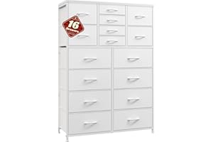 Romorgniz 57“H Dresser for Bedroom with 16 Drawers,Dressers & Chests of Drawers for Bedroom,Large White Dresser, Sturdy Metal Frame & Wood Top,Entryway, Hallway