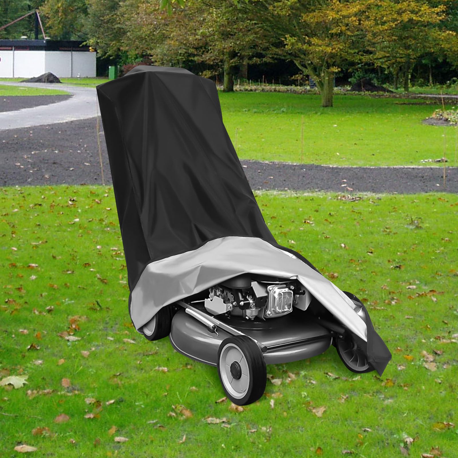 Lawnmower Cover, Waterproof Heavy Duty 420D Oxford Fabric Lawn Mower Cover, Outdoor Windproof & Anti-UV & Rip Proof Push Mower Covers with Storage Bag for 18-23inch Air, Electric, Push Mowers