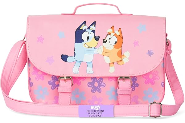 Bluey Girls Purse Crossbody Bag or Satchel, Shoulder Bag with Adjustable Strap Travel Essentials Gifts for Girls
