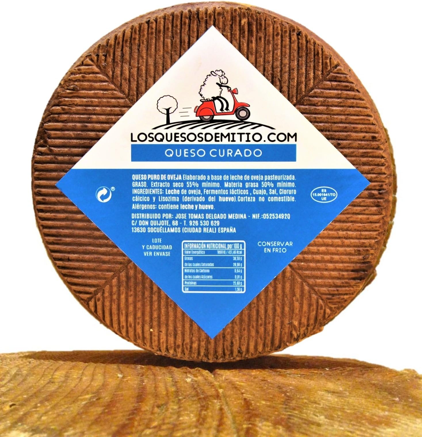 La Hita Cheese cured, gourmet, sheep milk, from Losquesosdemitio, with wooden premium box (product from Spain, 2kg)