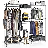 Amazon Com Seville Classics Double Rod Expandable Clothes Rack Closet Organizer System 58 To 83 W X 14 D X 72 Chrome Home Kitchen