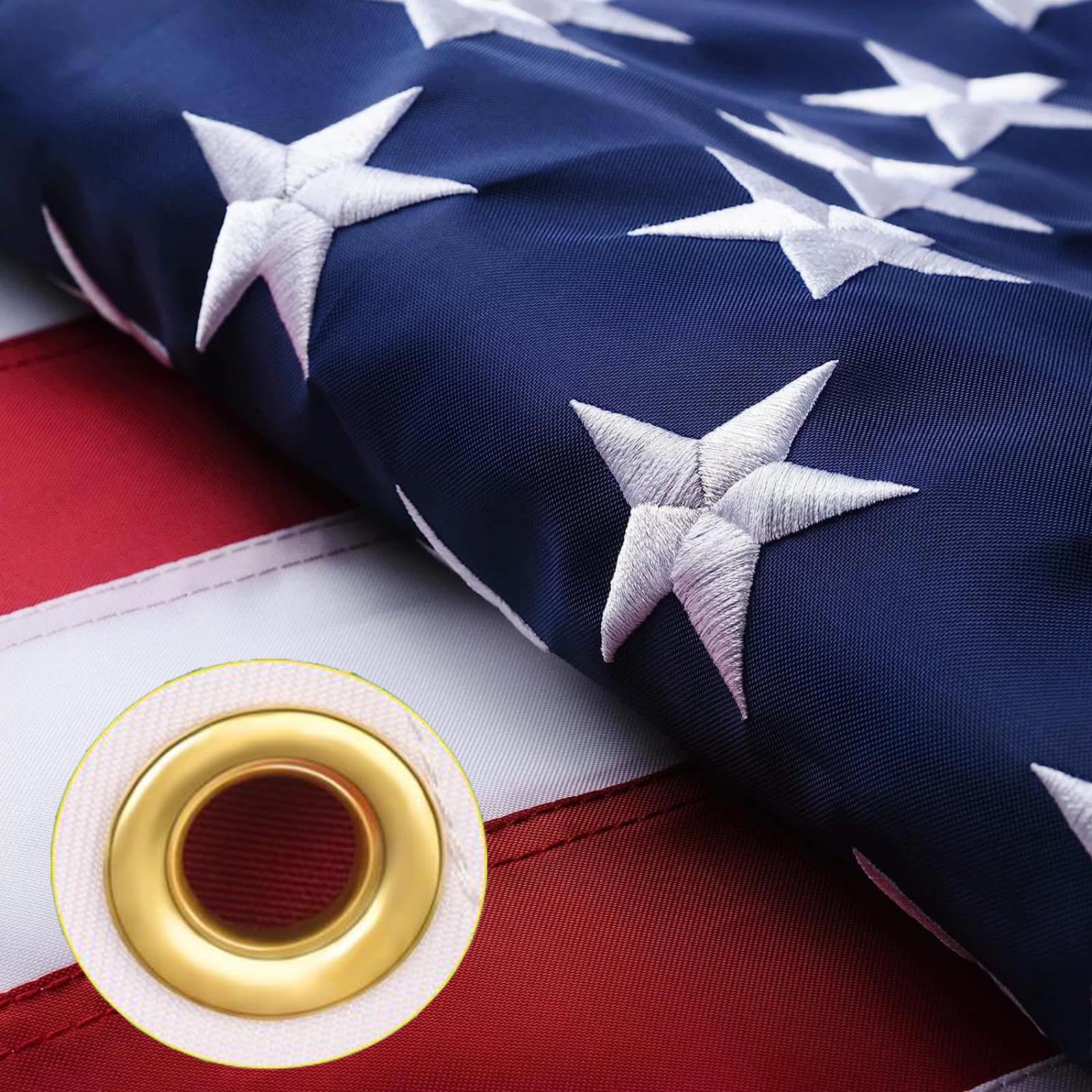 Photo 1 of (FAIR) American Flag Made From Water Resistant Polyester Canvas, American Flags for Outside 3x5 Durable Series with Good Wind Permeability, Embroidered Stars, Sewn Stripes, Brass Grommerts Us Flags