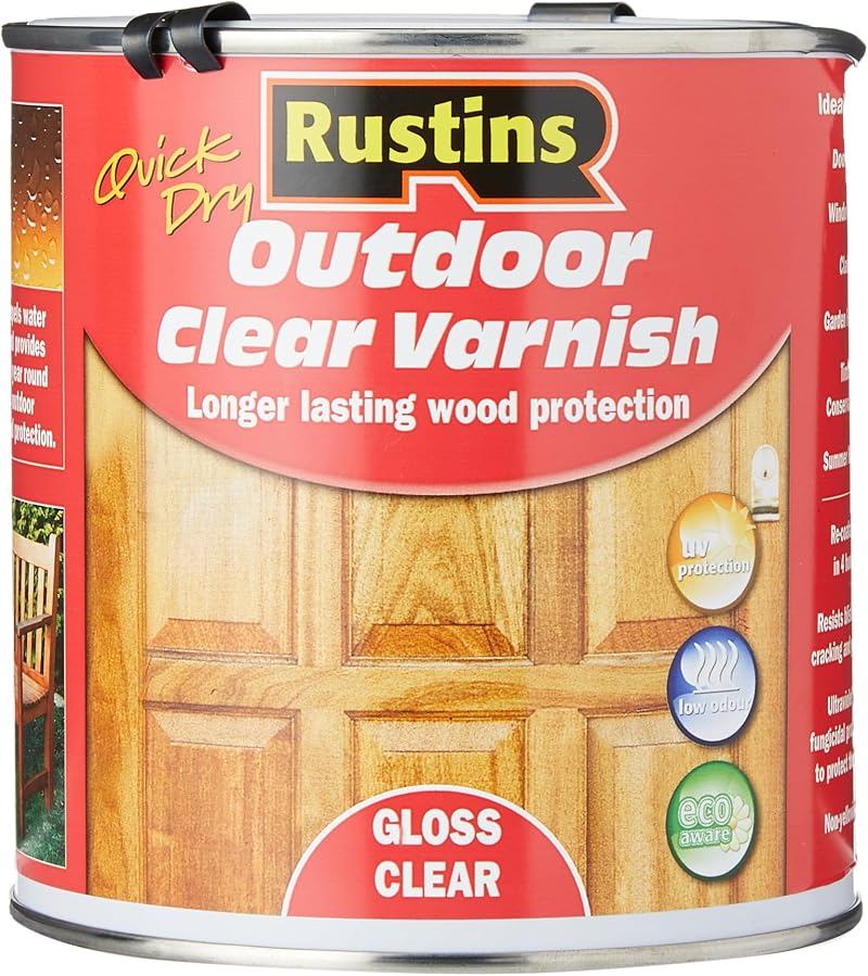 Rustins EAVG1000 Quick Dry Outdoor Clear Varnish 1L Gloss