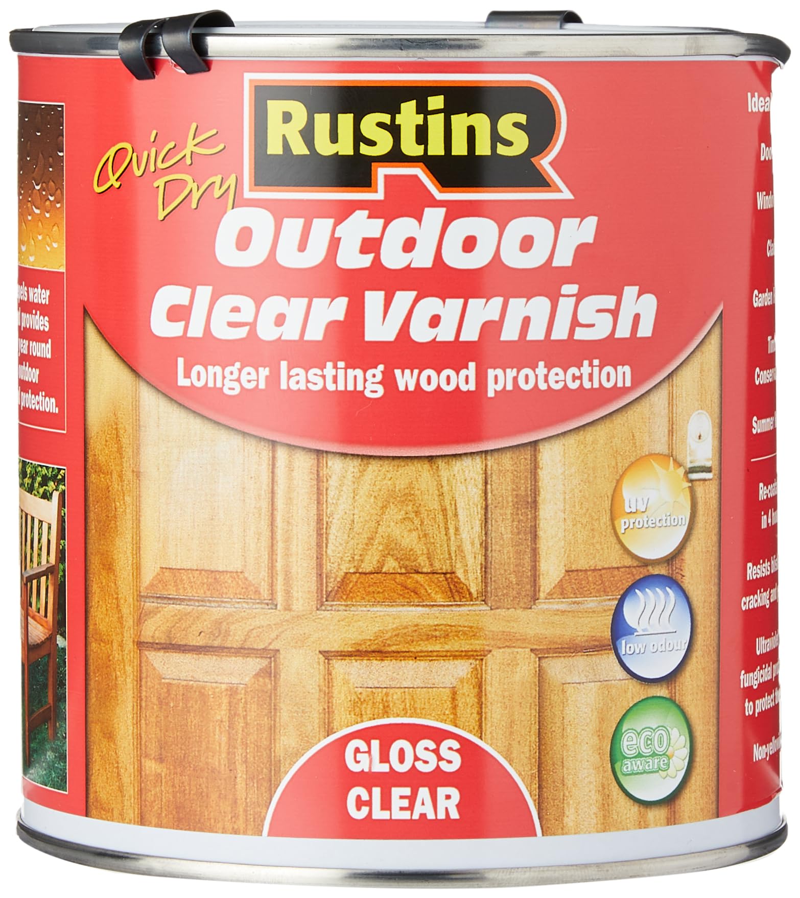 Rustins EAVG1000 Quick Dry Outdoor Clear Varnish 1L, Gloss