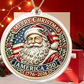 Christmas Decorations 3D High‑Relief Metal Christmas Ornaments 2026 | 250 Anniversary USA Merchandise Christmas Decor with Gitf Box for Home Stocking Stuffers Gifts for Family Friends Coworker