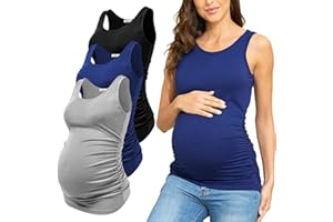 PARNIXS Summer Women's Maternity Tank Top Comfy Sleeveless Maternity Clothes (3 pcs)