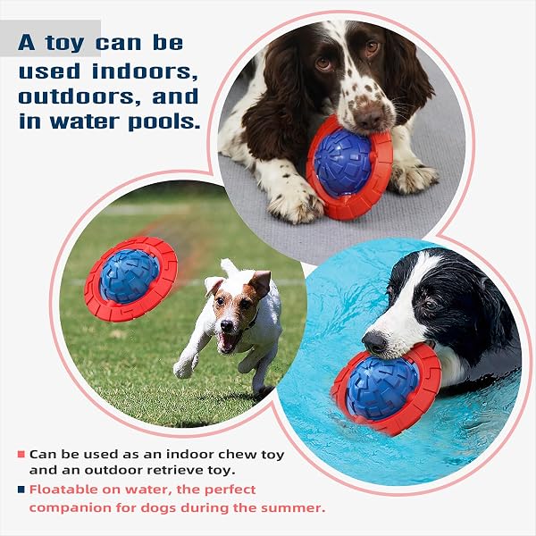 KADTC DOG SQUEAKY TOY FOR SMALL/MEDIUM DOGS FETCH TRAINING TOYS OUTDOOR INTERACTIVE INDOOR CHEW TEETHING CRATE BALL