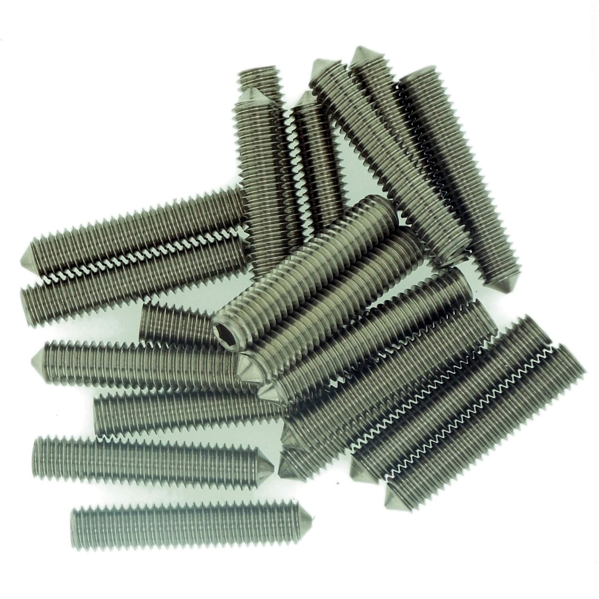 M6 (6mm x 50mm) Hex Socket Grub Screw (Cone Point) - Stainless Steel (A2) (Pack of 10)