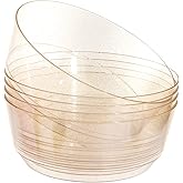 Hioasis 8 Pack Plastic Serving Bowls 128oz Gold Glitter Plastic Bowls Heavy Duty Disposable Serving Bowls for Party Snack & Salad & Candy & Bar Buffet