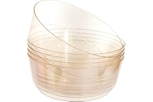 Hioasis 8 Pack Plastic Serving Bowls 128oz Gold Glitter Plastic Bowls Heavy Duty Disposable Serving Bowls for Party Snack & Salad & Candy & Bar Buffet