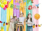 Rainbow Foil Fringe Curtain 2 Pack 3.28x8.2 ft Backdrop view 6